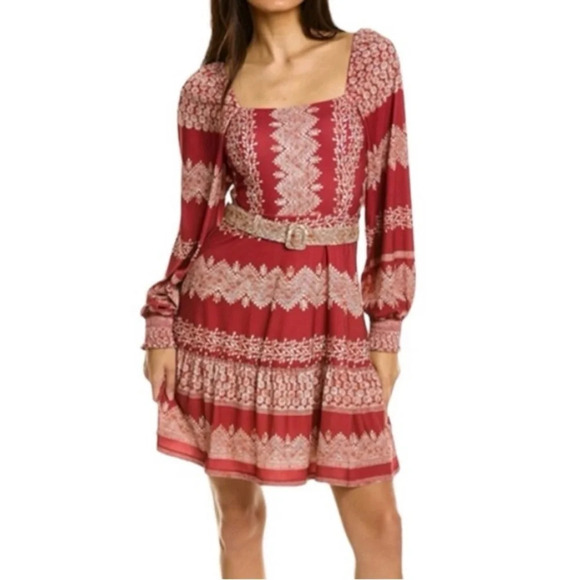 hale Bob Los Angeles GRAZIA mini off shoulder belted dress fall boho - Picture 1 of 6